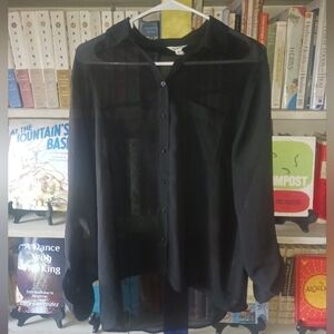 Aeropostale Sheer Black Blouse Size XL